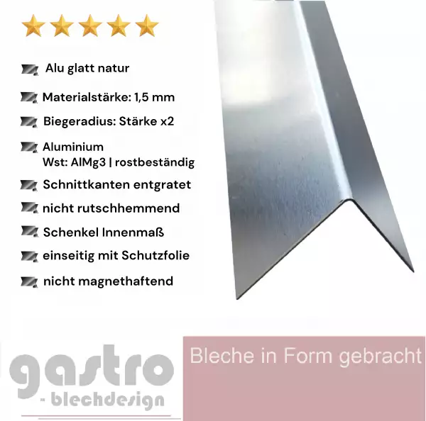 Aluwinkel natur in 1,5mm Materialstärke
